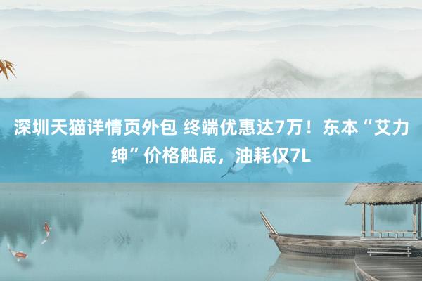 深圳天猫详情页外包 终端优惠达7万！东本“艾力绅”价格触底，油耗仅7L