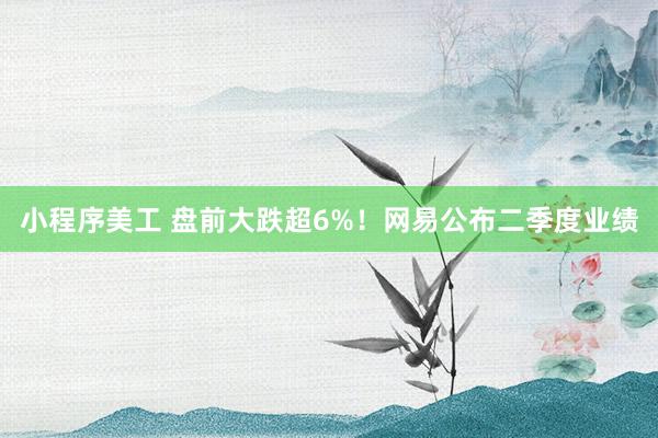 小程序美工 盘前大跌超6%！网易公布二季度业绩