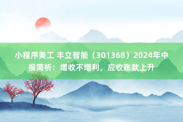 小程序美工 丰立智能（301368）2024年中报简析：增收不增利，应收账款上升